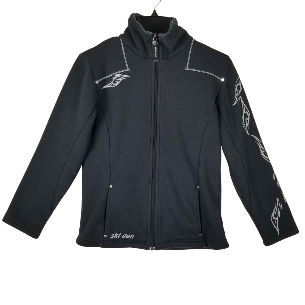 Ski-Doo Jacket Women S Black Full Zip Fleece Lined Tribal Graphic 453436